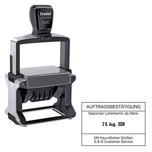 trodat Datumstempel mit Text individualisierbar 5480 selbstfärbend schwarz mit Logo, 1 St. -  Nachträglich per Gutschein personalisieren
