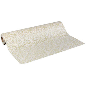 JUNG SCHÖNER VERPACKEN Geschenkpapier Brokat beige Ornamente mehrfarbig, 50,0 m