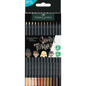 FABER-CASTELL Black Edition Skin Tones Buntstifte farbsortiert, 12 St.