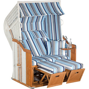 Sunny Smart® Strandkorb Rustikal 250 Plus blau, grau, gestreift, weiß Kunststoff, Holz, 9-teilig