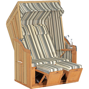 Sunny Smart® Strandkorb Rustikal 50 Plus grau, weiß, gestreift, beige Kunststoff, Holz, 7-teilig