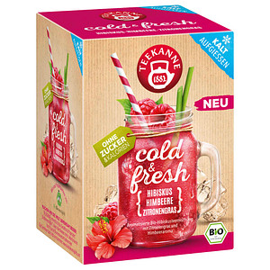 TEEKANNE cold & fresh Hibiskus-Himbeere-Zitronengras Bio-Tee 15 Portionen