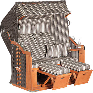 Sunny Smart® Strandkorb Rustikal 250 XL Plus anthrazit, gestreift, anthrazit Kunststoff, Holz, 9-teilig