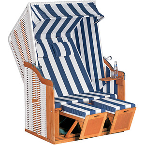 Sunny Smart® Strandkorb Rustikal 50 Plus blau, weiß, gestreift, weiß Kunststoff, Holz, 7-teilig