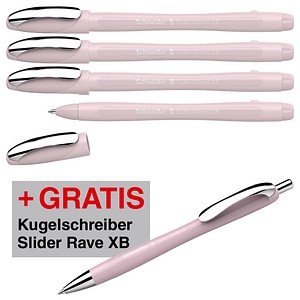 AKTION: Schneider Kugelschreiber Slider Memo pearl, Schreibfarbe: blau, 4 St. + GRATIS Schneider Kugelschreiber Slider Rave XB pearl