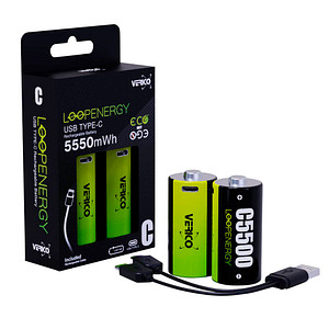 VERICO USB-Akkus mit Ladekabel LoopEnergy Baby C Li-Ion Baby C, 2 St.