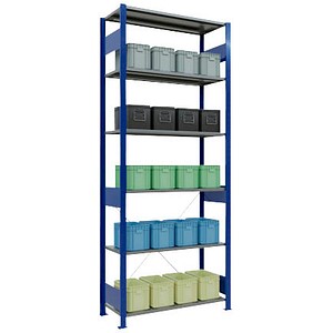 SCHULTE Schwerlastregal MULTIplus 150 12641-B enzianblau 100,0 x 40,0 x 250,0 cm
