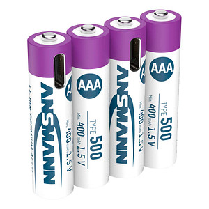 ANSMANN USB-Akkus mit Ladekabel 500 Li-Ion Micro AAA 400 mAh, 4 St.