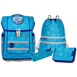 Mc®Neill Schulranzen-Set COMPACTO BUBBLE Kunstfaser hellblau