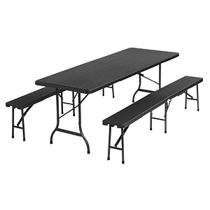 Garden Pleasure Bierzeltgarnitur Ventana, schwarz Kunststoff, Metall, 3-teilig