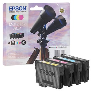 EPSON 502/T02V64 (Fernglas) schwarz, cyan, magenta, gelb Druckerpatronen, 4er-Set
