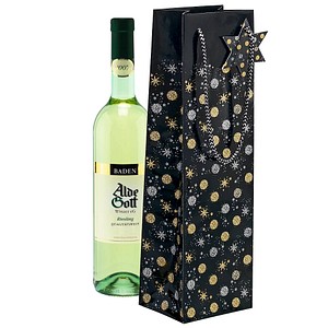 SIGEL Geschenktüten für Flaschen Stardust Motiv 10,0 x 35,0 cm, 5 St.