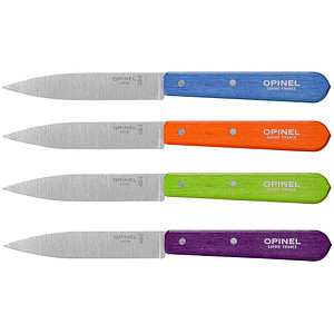 OPINEL Kochmesser silber, blau, silber, grün, silber, orange, silber, violett glatt, Klinge: 9,6 cm, 4 St.