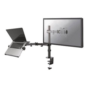 Neomounts Laptop-Monitor-Halterung FPMA-D550NOTEBOOK schwarz für 1 Monitor und 1 Notebook, Tischklemme, Tischbohrung