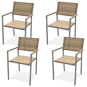 Garden Pleasure Gartenstühle mit Armlehnen DENVER braun, 4 St.