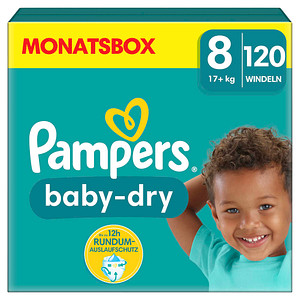 Pampers® Windeln baby-dry™ Monatsbox Größe Gr.8 (17+ kg) für Kids und Teens , 120 St.