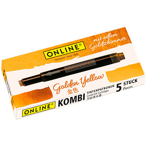 ONLINE® Tintenpatronen für Füller 17178/12 Golden Yellow, 5 St.