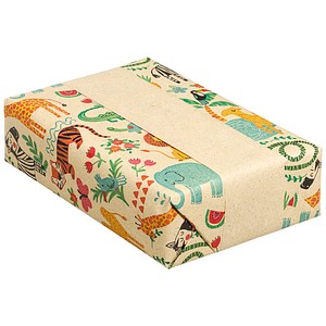 JUNG SCHÖNER VERPACKEN Geschenkpapier Oase Dschungeltiere mehrfarbig beidseitig bedruckt, 20,0 m