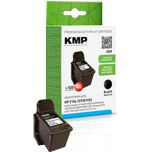 KMP H29 schwarz Druckerpatrone kompatibel zu HP 21XL (C9351AE)