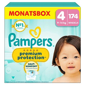 Pampers® Windeln Monatsbox premium protection™ Größe Gr.4 (9-14 kg) für Babys und Kleinkinder, 174 St.