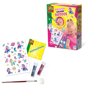 SES Creative® Klebetattoo-Set Galaxy Einhorn verschiedene Motive, 1 Blatt