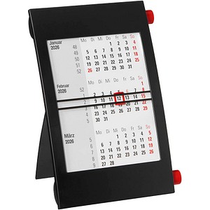 Tischkalender Drehkalender 2026/2027 schwarz/rot
