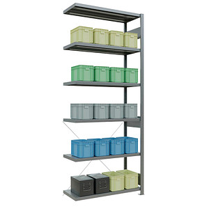 SCHULTE Anbau-Schwerlastregal MULTIplus 250 12946 silber 100,0 x 40,0 x 250,0 cm