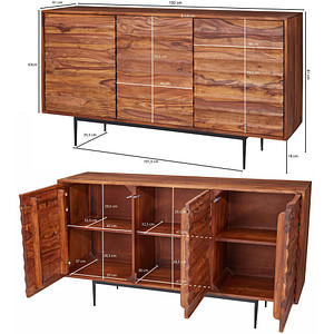 WOHNLING Sideboard Sideboard 150 cm sheesham, WL5.635 sheesham 150,0 x 41,0 x 81,0 cm, 1 St.