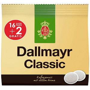 Dallmayr Classic Kaffeepads, Arabica- und Robustabohnen 16 + 2 Pads