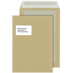 MAILmedia Papprückwandtaschen DIN C4 mit Fenster braun 100 St.