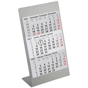 Tischkalender Edelstahl 2026/2027 silber matt