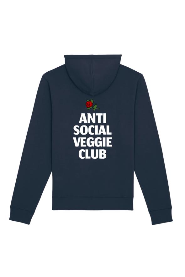 Plant Faced Clothing Damen vegan Hoodie Anti Social Veggie Club Dunkelblau