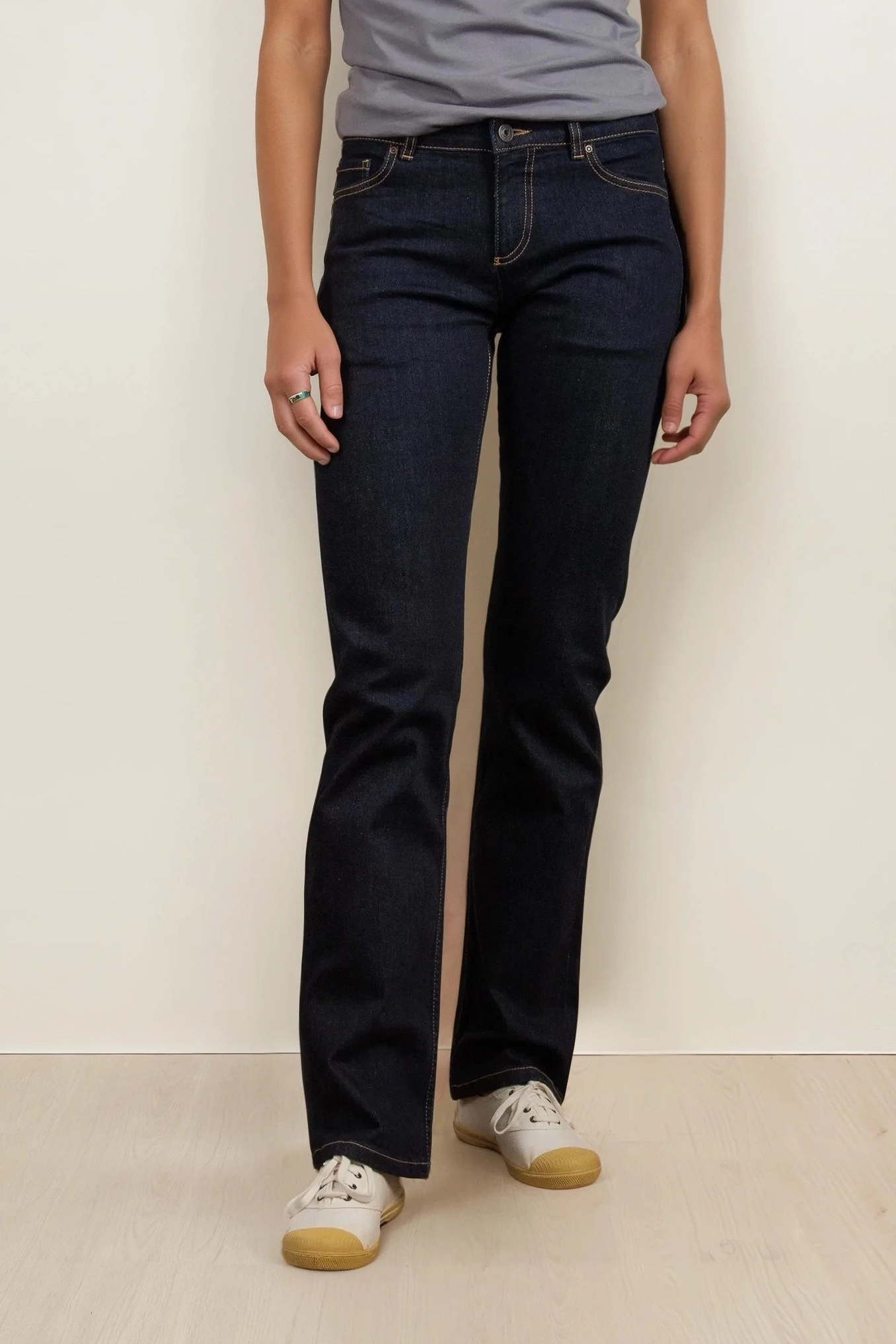 TORLAND Damen vegan Jeans Joan Straight Fit Dark Wash Blau