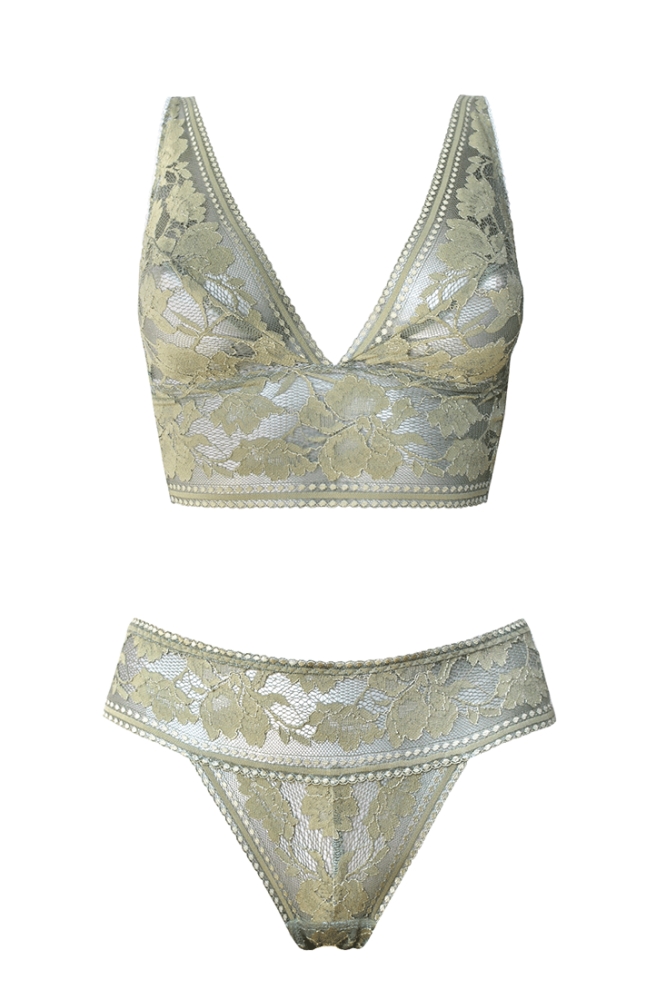 Anekdot Damen vegan Set Bralette & Slips Viana Verde Salbei Grün