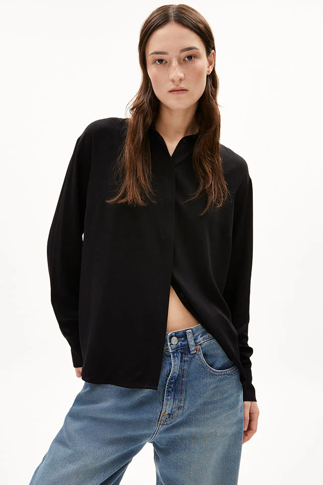 ARMEDANGELS Damen vegan Bluse Longsleeve Larisaana Schwarz