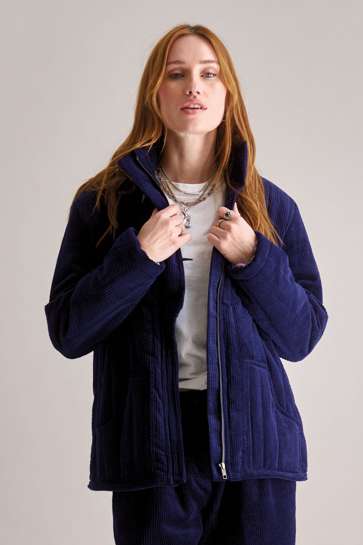 KOMODO Damen vegan Mantel Georgia Cord Navy