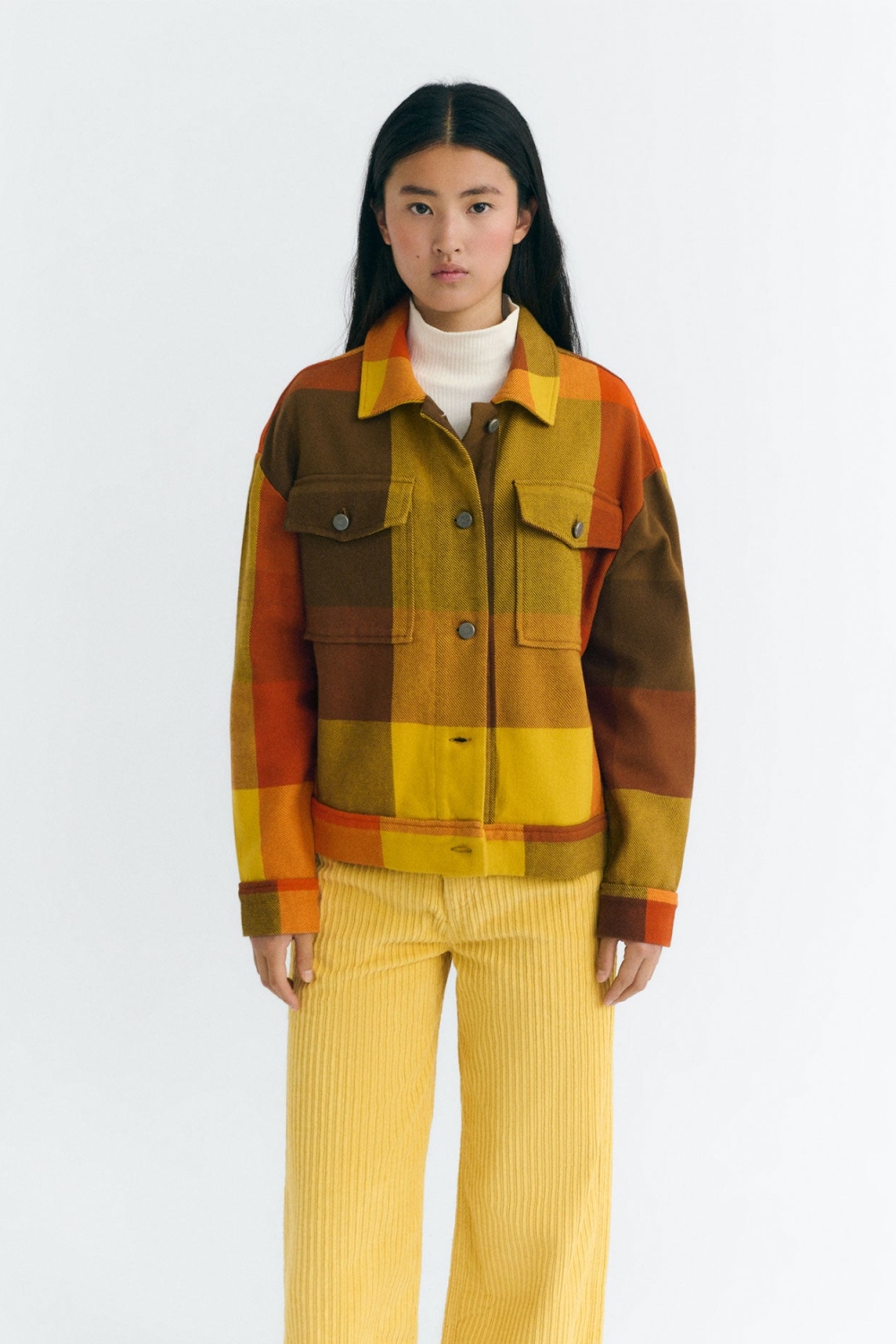 Thinking MU Damen vegan Damenjacke Frans Kariert Braun