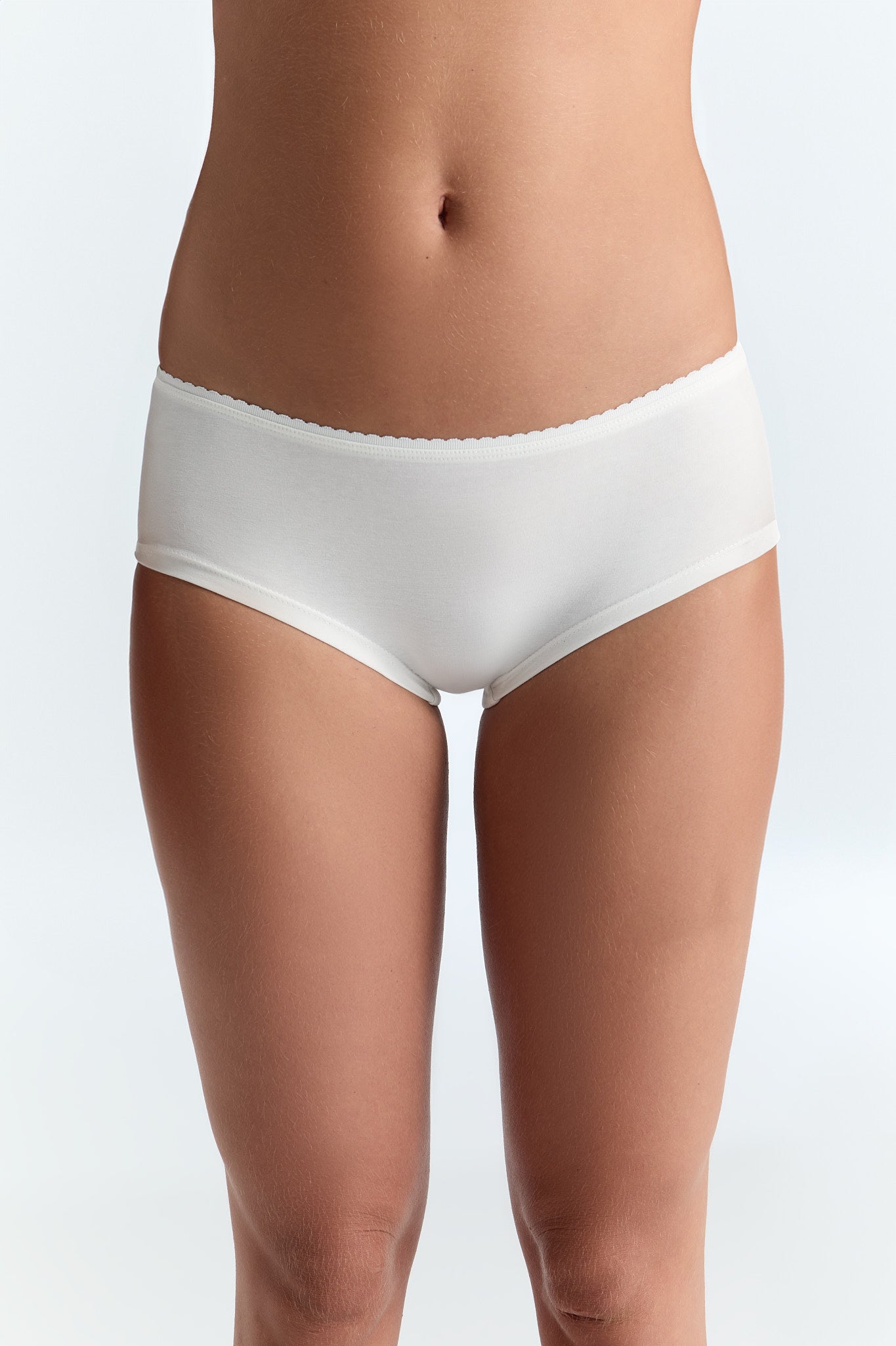 Albero Natur Damen vegan Multipack 6x Slips Mit Zarter Spitze Weiß