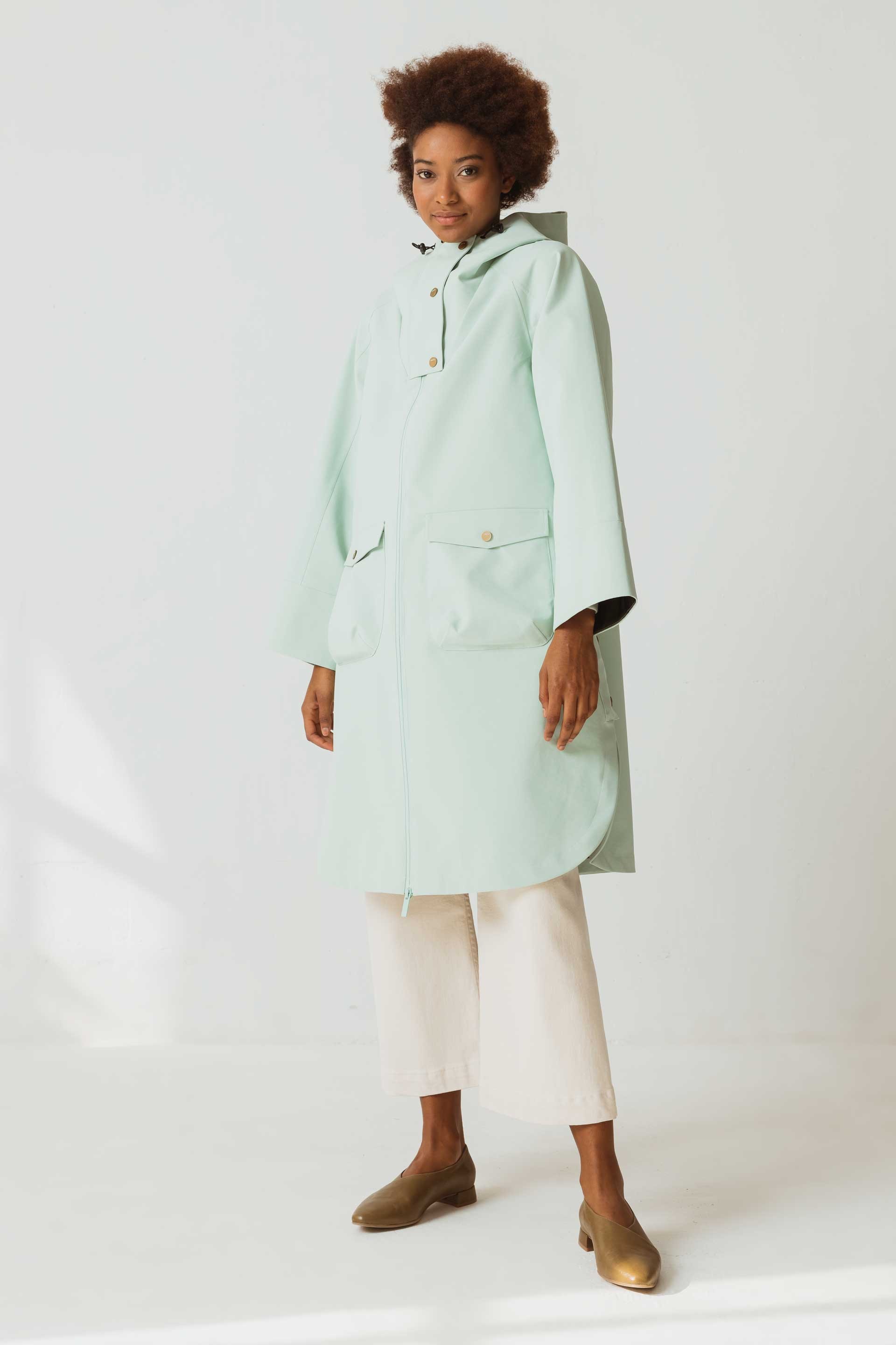 SKFK Damen vegan Regenmantel Jasone GrÃ¼n