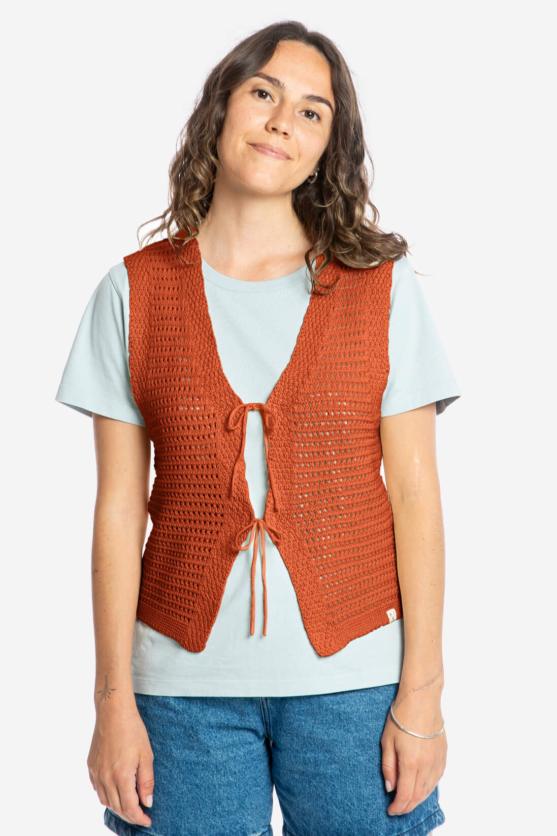 MATONA Damen vegan Weste Krawatte Dunkel Orange