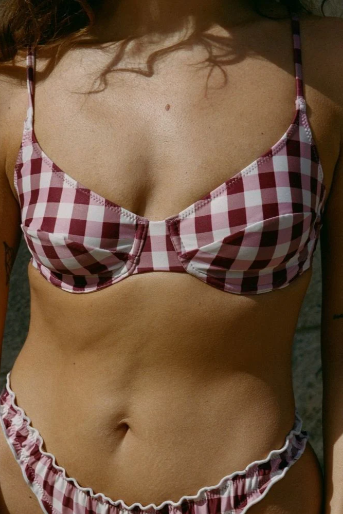 Nénés Damen vegan Bikinioberteil Mona Pink Vichy