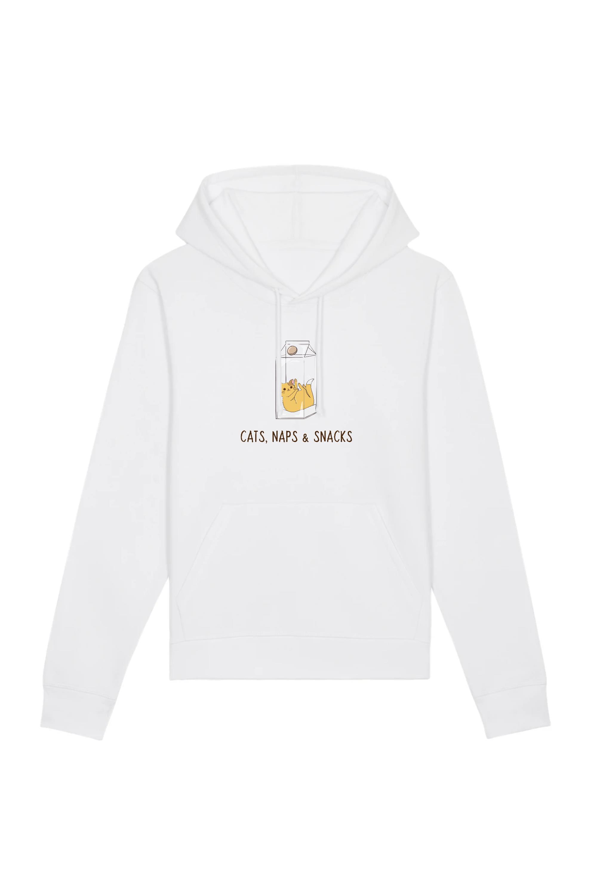 Oat Milk Club Damen vegan Hoodie Katzen, Naps & Snacks WeiÃŸ