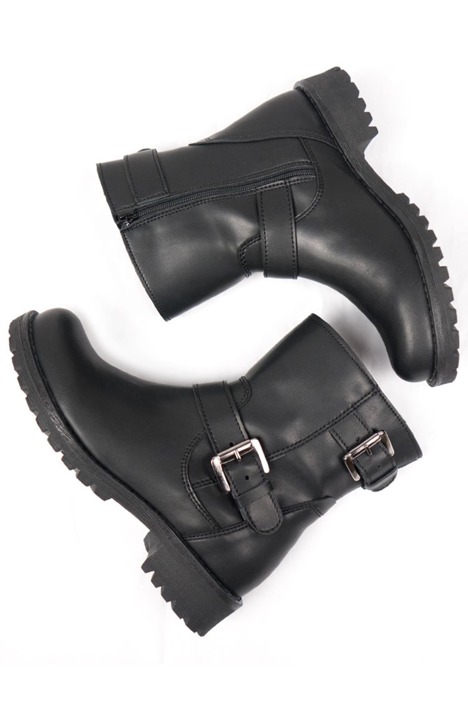 Will's Vegan Store Damen vegan Bikerstiefel Schwarz
