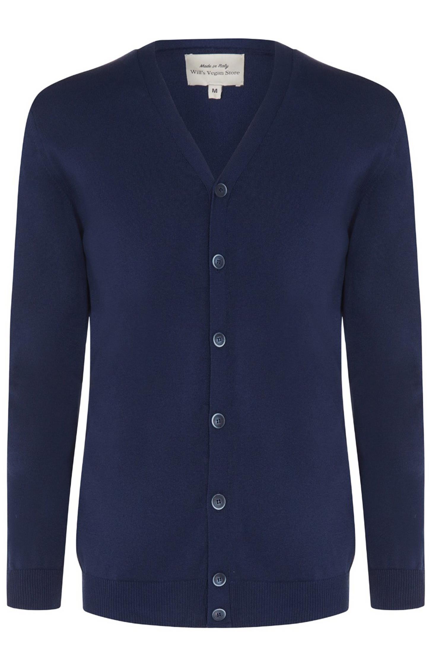 Will's Vegan Store Herren vegan Strickjacke Recycelt Dunkelblau