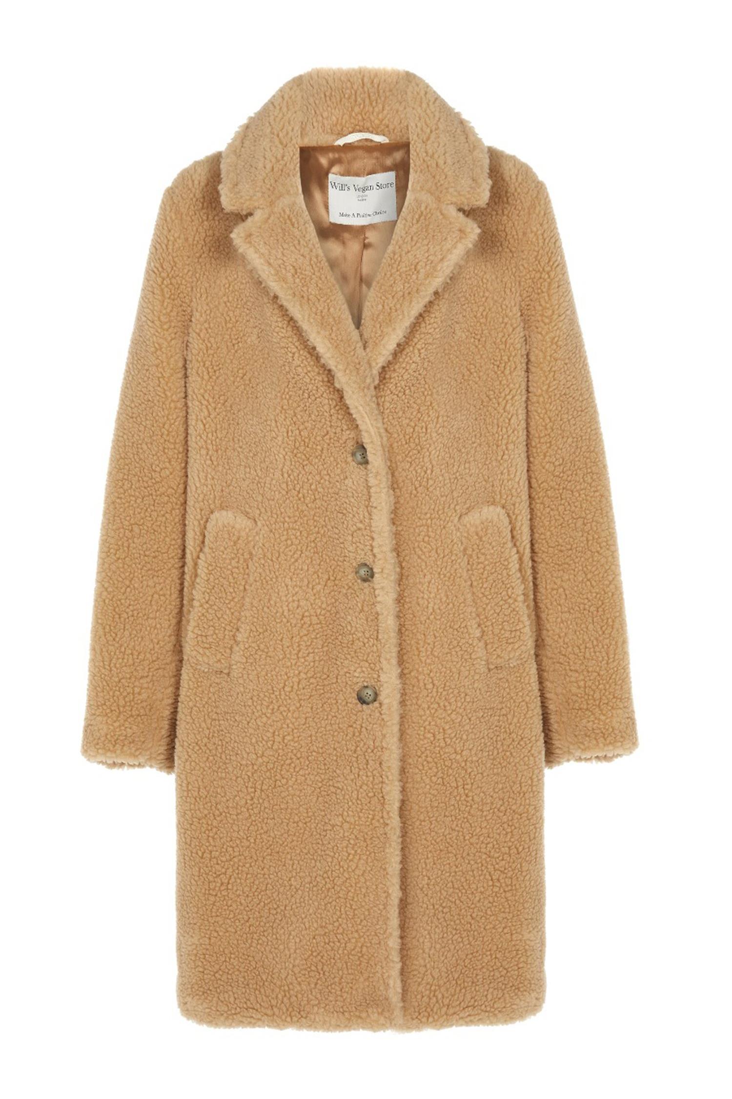 Will's Vegan Store Damen vegan Mantel Aus Recyceltem Teddy Beige