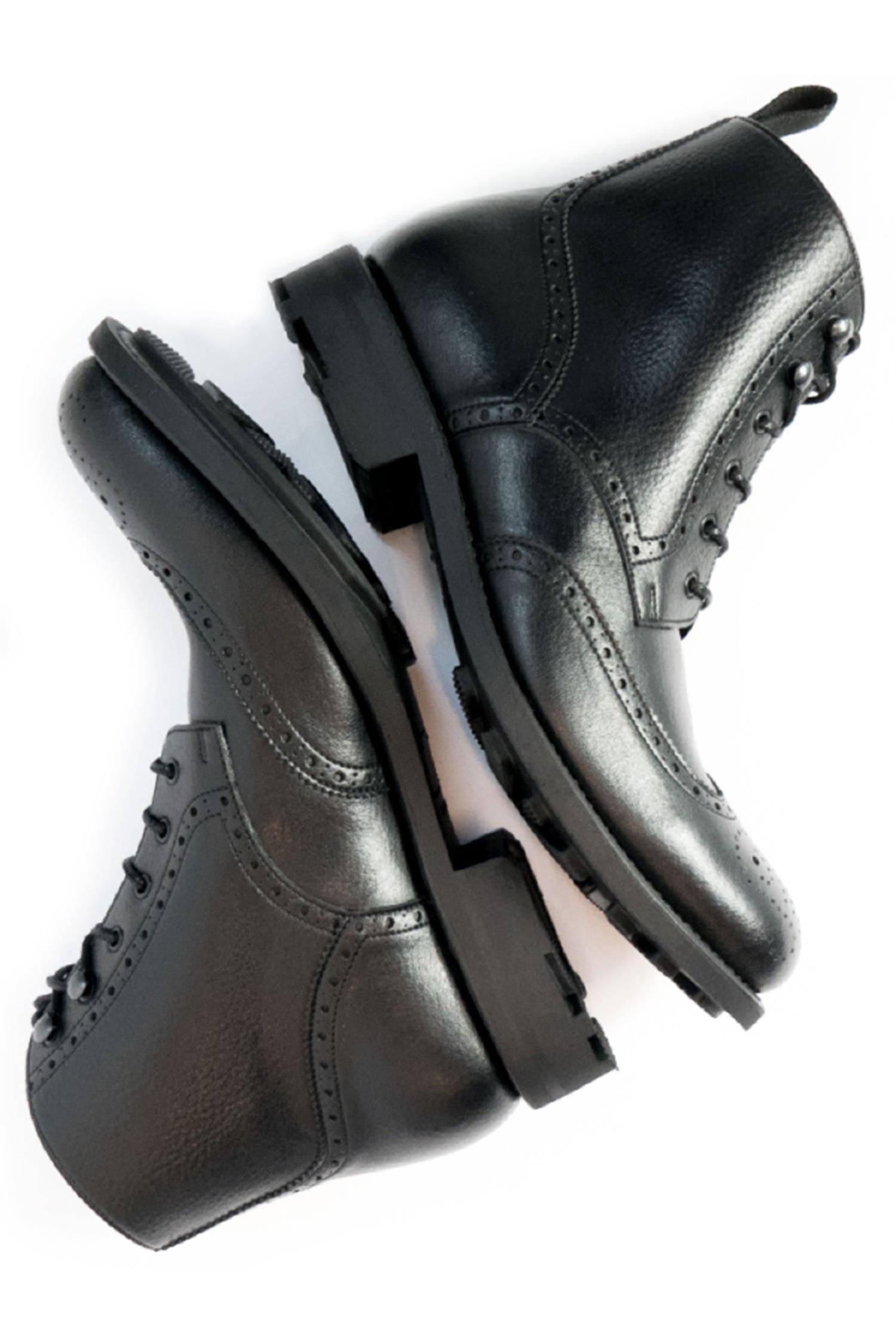 Will's Vegan Store Herren vegan Brogue Stiefel Goodyear Welt Schwarz
