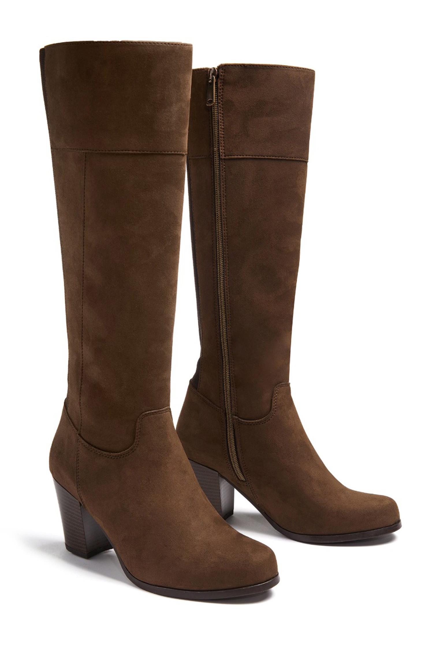 Will's Vegan Store Damen vegan Kniehohe Stiefel Mit Absatz Dunkelbraun