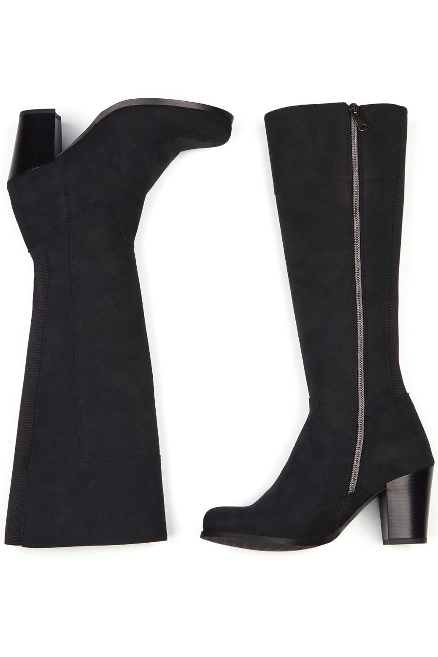 Will's Vegan Store Damen vegan Kniehohe Stiefel Mit Absatz Schwarz