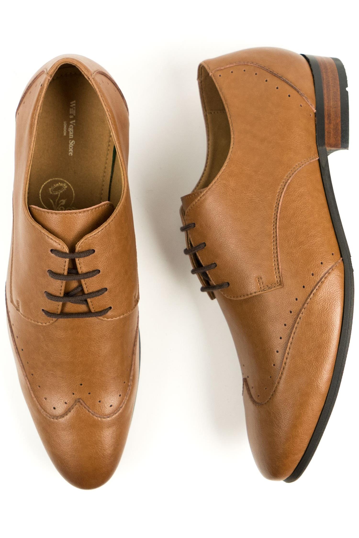 Will's Vegan Store Herren vegan Brogues Slim Sohle Hellbraun