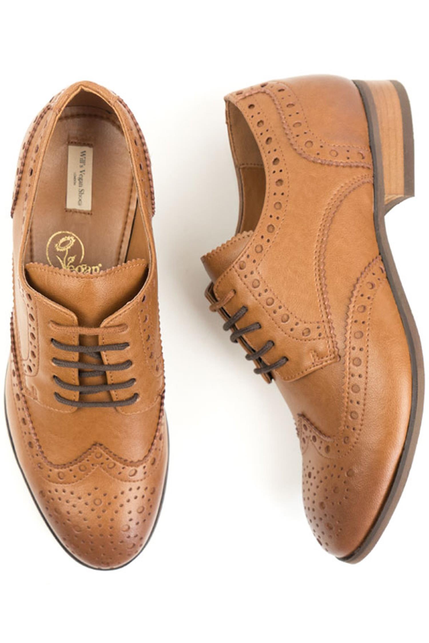 Will's Vegan Store Herren vegan Brogue Oxfords City Wingtip Hellbraun